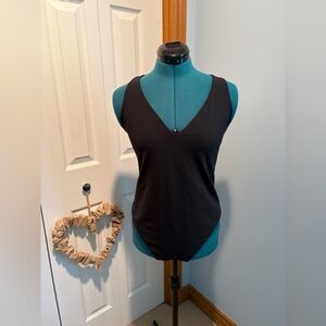 ATHLETA Black V-Neck Bodysuit
